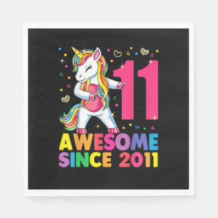 11 Years Old Unicorn Flossing 11th Birthday Girl U Napkin
