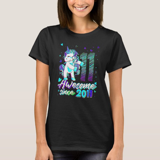 11 Years Old Unicorn Flossing 11th Birthday Unicor T-Shirt (Front)