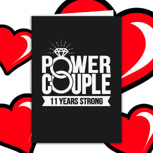11 Years Strong Power Couple Cute 11th Anniversary Card