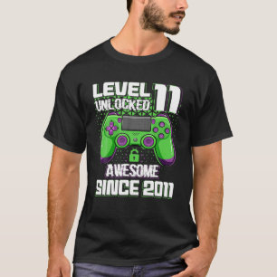 11 Yrs Old Gift Boy Level 11 Unlocked Awesome 2011 T-Shirt