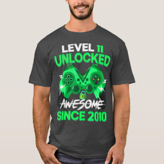 11 Yrs Old Gift Boy Level 11 Unlocked Awesome T-Shirt