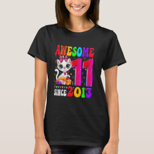 11st Birthday Girl Party Cute cat 11 Years Old Awe T-Shirt