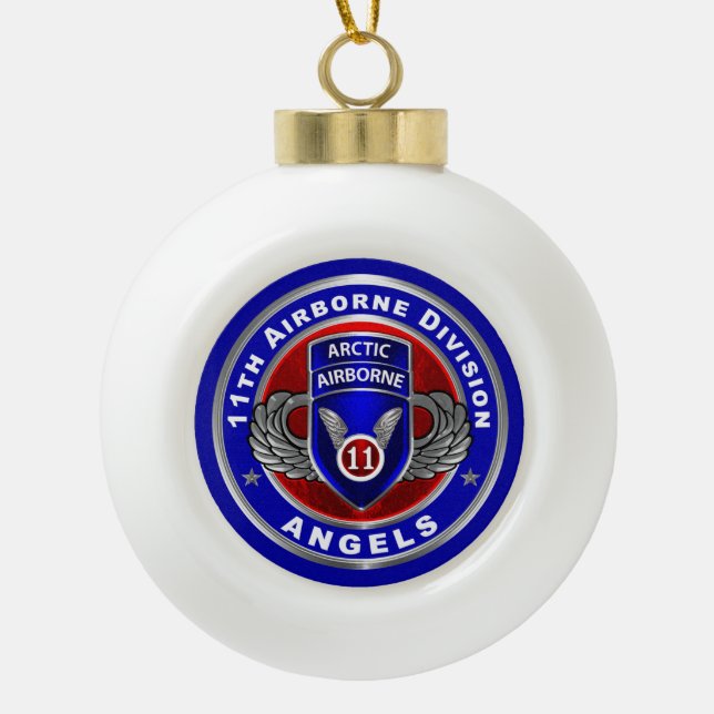 11th Airborne Division Ceramic Ball Christmas Ornament (Front)