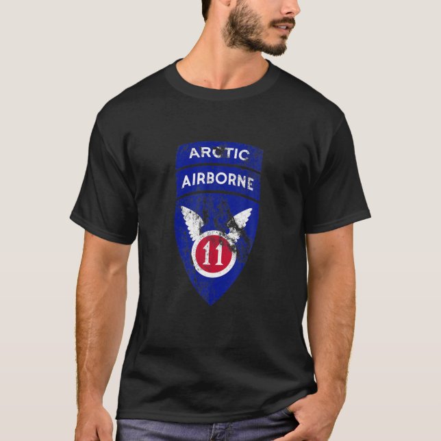 11Th Airborne Division Patch - Arctic Angels - Vin T-Shirt (Front)