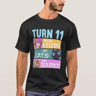 11Th Anime Birthday Pajamas I Pet Cats T-Shirt