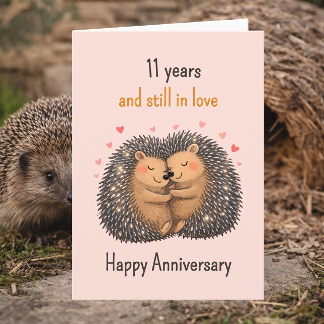 11th anniversary Hedgehogs cuddling Card (Creator Uploaded)