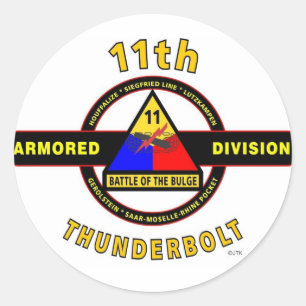 11TH ARMORED DIVISION "THUNDERBOLT" CLASSIC ROUND STICKER