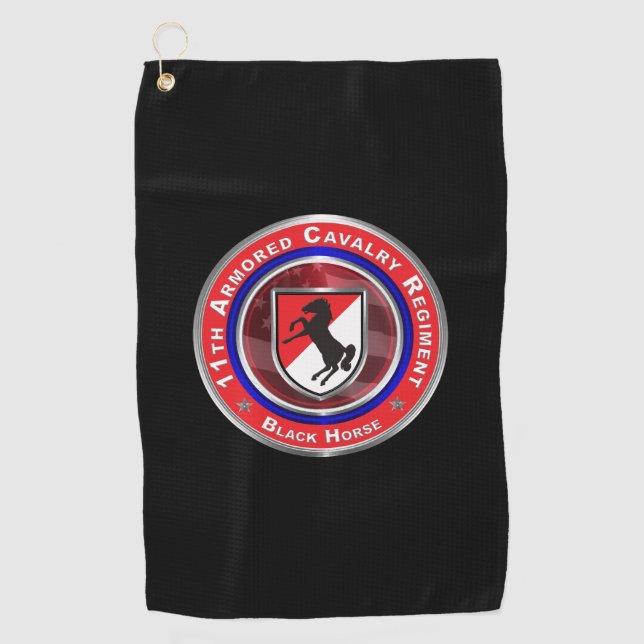 11th Armoured Cavalry Regiment “Black Horse”   Golf Towel (Front)