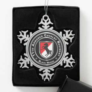 11th Armoured Cavalry Regiment Snowflake Pewter Christmas Ornament