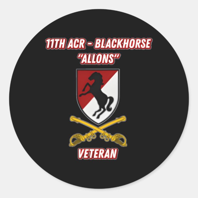 11Th Armoured Cavalry Regit For 11Th Acr Vets Classic Round Sticker (Front)