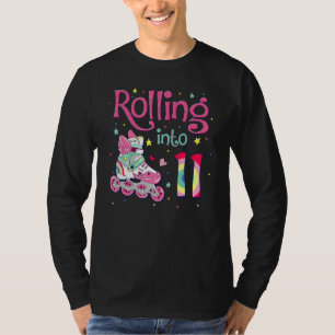 11th Bday Rolling Into 11 Birthday Girl Roller Ska T-Shirt