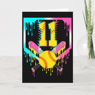 11th Bday Softll Home Plate Drip Ice Cream 11 Year Card