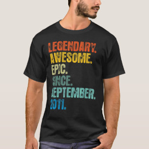 11th Birthday  11 Year Old Awesome Since September T-Shirt