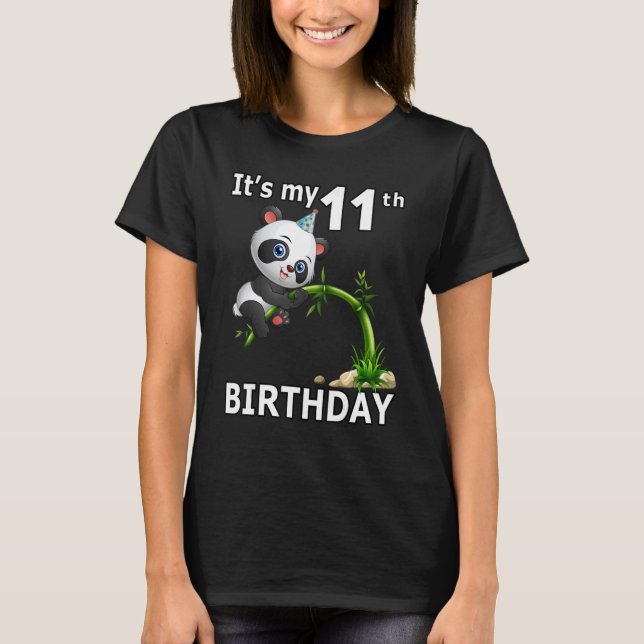 11th Birthday  11 Years Old Party Animal Panda  5 T-Shirt (Front)