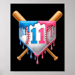 11th Birthday 11yr 2014 Baseball 11 Player 11th Bi Poster