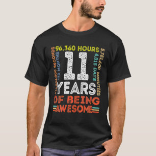 11th Birthday Awesome 11 Years Old Vintage Retro T-Shirt
