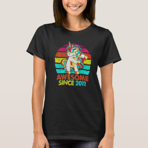 11th Birthday Awesome Since 2011 Unicorn Flossing T-Shirt