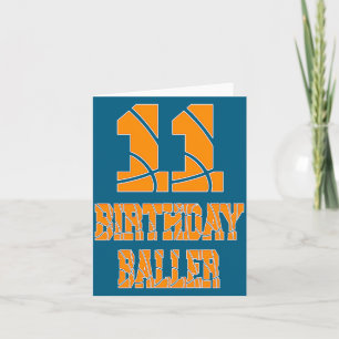 11th Birthday Baller Boy 11 Years Old Basketball T Card