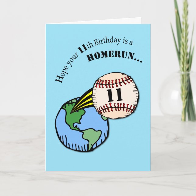 11th Birthday Baseball Home Run Card (Front)