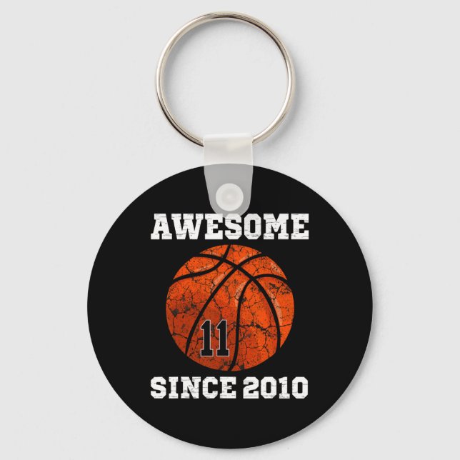 11th Birthday Basketball Lover Gift 11 Years Old V Key Ring (Front)