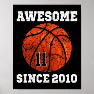 11th Birthday Basketball Lover Gift 11 Years Old V Poster