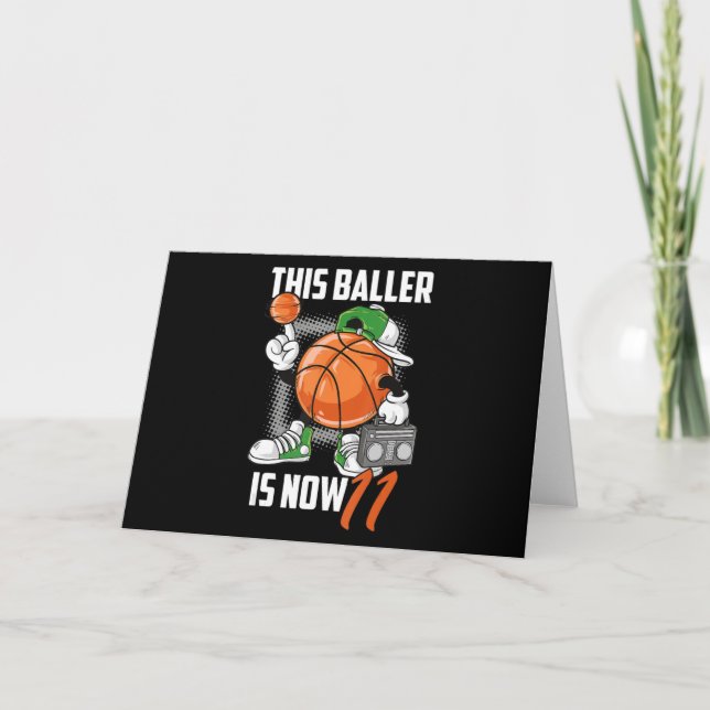 11th Birthday Basketball Player Funny 11 Years Old Card (Front)