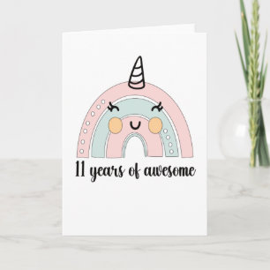 11th Birthday Boho Rainbow 11 Years Old Unicorn Card