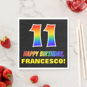 11th Birthday: Bold, Fun, Simple, Rainbow 11 Napkin