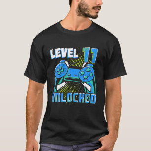 11Th Birthday Boy 11 Years Old Level 11 Unlocked V T-Shirt