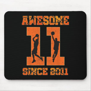 11th Birthday  Boy Basketball Awesome Since 2011 F Mouse Pad