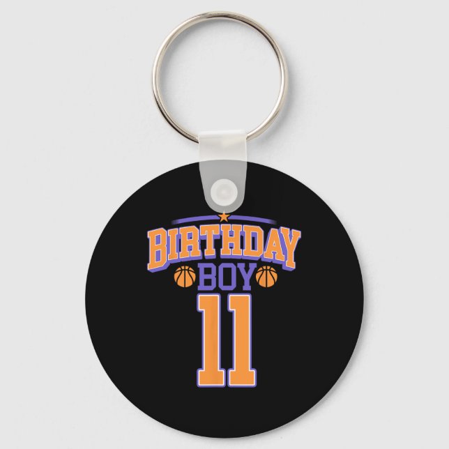 11th Birthday Boy Basketball Lover 11 Years Old Bd Key Ring (Front)