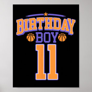 11th Birthday Boy Basketball Lover 11 Years Old Bd Poster