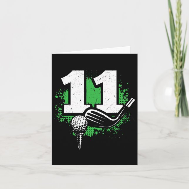 11th Birthday Boy Golf Player Golf 11 Years Old  Card (Front)