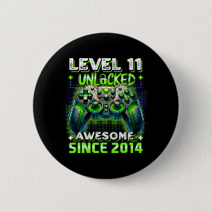 11th Birthday Boy Level 11 Gamer 11 Year Video Gam 6 Cm Round Badge