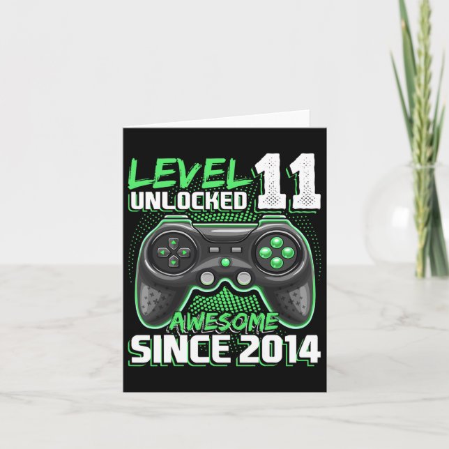 11th Birthday Boy Level 11 Gamer 11 Year Video Gam Card (Front)