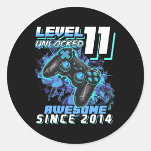 11th Birthday Boy Level 11 Gamer 11 Year Video Gam Classic Round Sticker