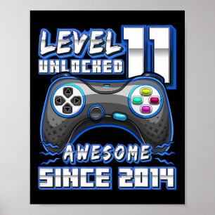 11th Birthday Boy Level 11 Gamer 11 Year Video Gam Poster