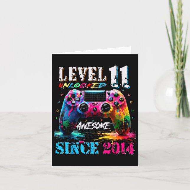 11th Birthday Boy Level 11 Unlocked Awesome Since  Card (Front)
