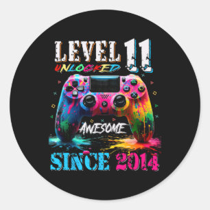 11th Birthday Boy Level 11 Unlocked Awesome Since  Classic Round Sticker