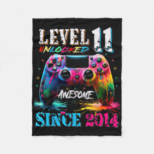 11th Birthday Boy Level 11 Unlocked Awesome Since  Fleece Blanket