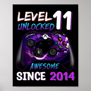 11th Birthday Boy Level 11 Unlocked Awesome Since Poster