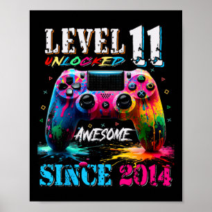 11th Birthday Boy Level 11 Unlocked Awesome Since Poster