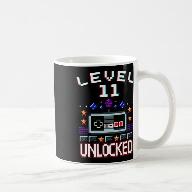 11th Birthday Boy Level 11 Unlocked Funny Video Ga Coffee Mug (Right)