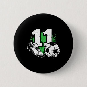 11th Birthday Boy Soccer Player Footll 11 Years Ol 6 Cm Round Badge