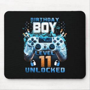 11th Birthday Boys Level 11 Unlocked 11 Years Old  Mouse Pad