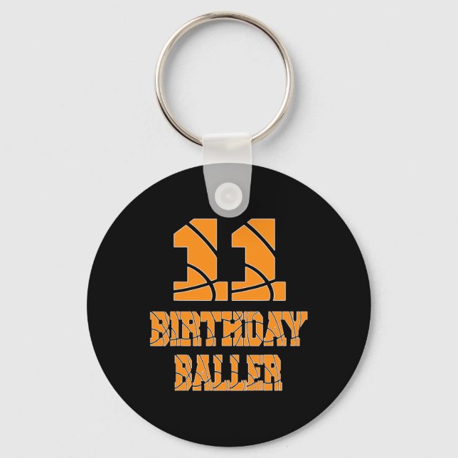 11th Birthday Byller Boy 11 Years Old Bysketbyll T Key Ring (Front)