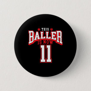 11th Birthday Bysketbyll Lover 11 Years Old Bday  6 Cm Round Badge
