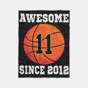 11th Birthday Bysketbyll Lover 11 Years Old Vintag Fleece Blanket
