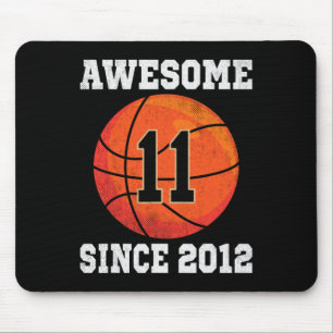 11th Birthday Bysketbyll Lover 11 Years Old Vintag Mouse Pad