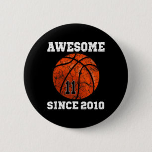 11th Birthday Bysketbyll Lover Gift 11 Years Old V 6 Cm Round Badge
